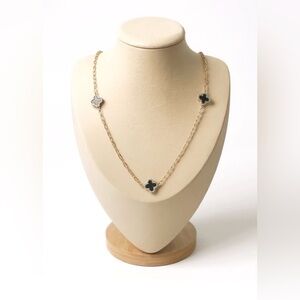 Elegant Gold and Black Clover Necklace